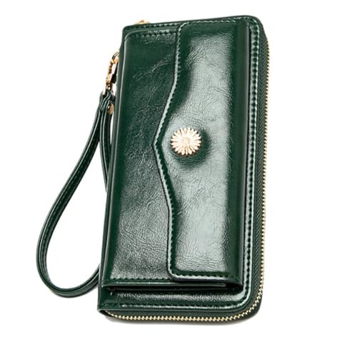 TOPPERFUN Damen Handtasche aus hochwertigem Material mit Großem Fassungsvermögen Mehrlagiges Design Münzfach Damen Geldbörse mit Reißverschluss und Armband Eleganter Langer Geldbeutel für von TOPPERFUN