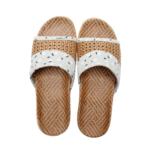 TOPPERFUN Damen Hausschuhe Sommer Open Toed Slippers mit Druckmotiv Rutschfeste Atmungsaktive Dicke Sohle Grün Leichte Bequeme Pantoletten für Drinnen und Draußen von TOPPERFUN