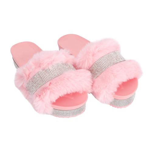 TOPPERFUN Damen Hausschuhe mit Dicker Sohle Rutschfest Warme Plüschpantoffeln für Winter Weiche Indoor Slipper Modische Hauspantoffeln für Zuhause und von TOPPERFUN