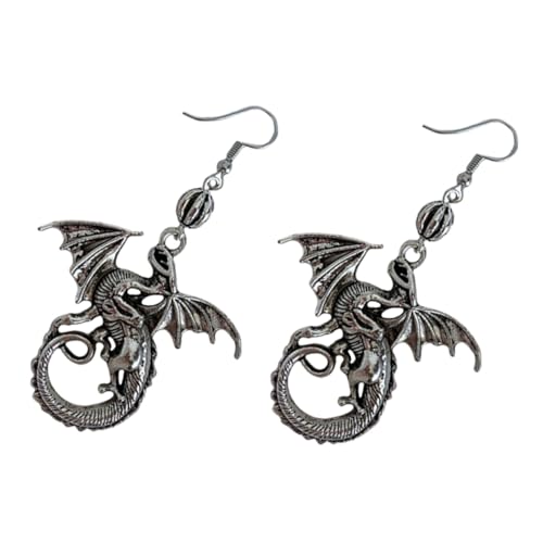 TOPPERFUN Damen Ohrhänger mit Drachenmotiv Retro Design Antikfarbe Leichtes Langlebiges Legierungsmaterial Punk Stil Lange Ohrringe für Alltag und Festtage Wie Halloween Geburtstag von TOPPERFUN