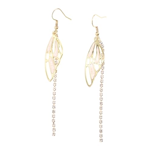 TOPPERFUN Damen Ohrhänger mit Langen Schmetterlingsflügeln und Funkelnden Strasssteinen Modische Tassel Ohrringe für Alltag und Festliche Anlässe Leicht Anzuziehen und Hautfreundlich von TOPPERFUN