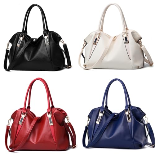 TOPPERFUN Damen PU Schultertasche Abendtasche Hochzeitsclutch für Frauen für Partys und Große Kapazität Cremeweiß von TOPPERFUN