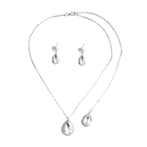 TOPPERFUN Damen Schmuckset Silber mit Rückenkette und Ohrring Elegantes Brautschmuck Set für Hochzeit Party Abschlussball und Festliche Anlässe Körperkette mit Anhänger von TOPPERFUN