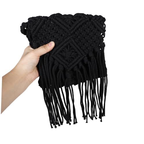 TOPPERFUN Damen Umhängetasche Geflochtene Crossbody Tasche aus Strohrattan mit Quasten Modische Strandtasche Kleine Handgefertigte Schultertasche für Reisen Urlaub Alltag von TOPPERFUN