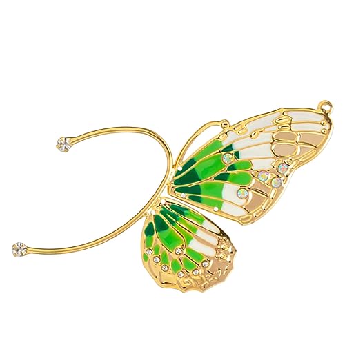 TOPPERFUN Delikater Ear Cuff mit Schmetterlingsflügel Design Clip Ohrloch Modisches Ohraccessoire für Damen und Mädchen Eleganter Ohrclip in Gold und Grün für Alltag und Festtage von TOPPERFUN