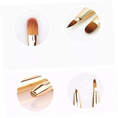 TOPPERFUN Doppelseitiger Lippenpinsel Einziehbar Kosmetik Make up Pinsel Für Frauen Und Mädchen Präzise Anwendung Goldfarben Für Lippenstift Und Concealer Tragbar Und Kompakt von TOPPERFUN