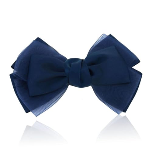 TOPPERFUN Dunkelblaue Haarklammer Schleife aus Langlebiger Seide Modische Haarschleifen für Frauen und Mädchen Eleganter Schleifen Haarclip mit Metall Vielseitiger Haarschmuck für Alltag von TOPPERFUN