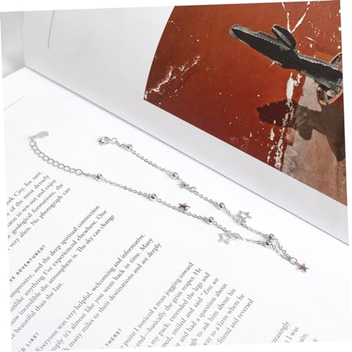 TOPPERFUN Einfache Fußkette Silber mit Kreativen Sternen Modisches Schmuckstück für Frauen für Strand und Alltagslooks Verstellbare Ankle Chain für Stilvolle von TOPPERFUN