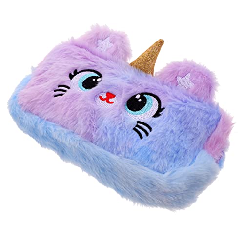 TOPPERFUN Federmäppchen Einhorn Federmäppchen Im Reißverschluss-Design Kosmetiktasche Federtasche Geschenkt Stifteetui Für Kinder Gastgeschenke Bleistift Mädchen Plüsch Violett Container von TOPPERFUN