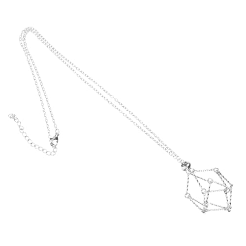 TOPPERFUN Einstellbarer Kristallanhänger Edelstahl Halter Netzkette für Damen Verstellbares Schmuckseil Langlebiger Edelsteinhalter für DIY Kristallsteine und Pendel Geschenkidee für von TOPPERFUN