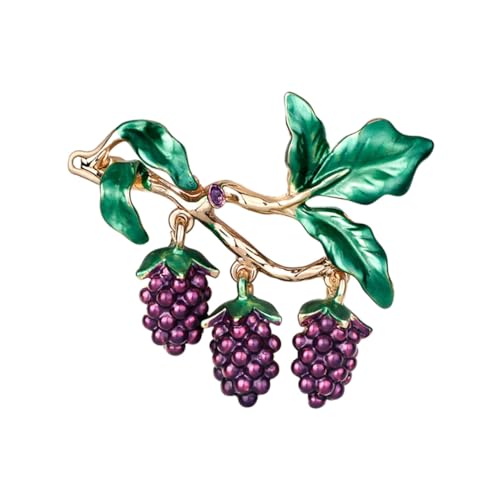 TOPPERFUN Elegante Frucht Brosche Traube aus Legierung mit schimmerndem Strassverziert Modische Anstecknadel für Frauen als Geschenk zu Hochzeit Valentinstag Cocktailparty und Alltag von TOPPERFUN