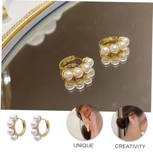 TOPPERFUN Elegante Perlenohrringe Damen All match Ohrkreolen Schlicht Zeitlos Schmuck Geschenk für Alltag Business Party von TOPPERFUN