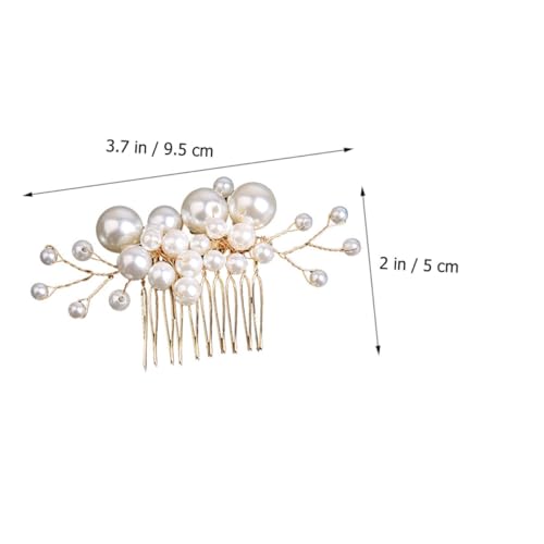 TOPPERFUN Eleganter Haarkamm mit Goldfarbenen Perlen für Hochzeit Brautschmuck Langlebiger Braut Haarschmuck Seitlicher Kamm Hautfreundliches Haaraccessoire für Frauen und Mädchen von TOPPERFUN
