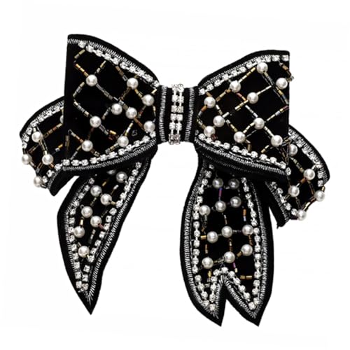 TOPPERFUN Eleganter Schwarzer Perlen Haarklammer mit Funkelndem Schleifen Bowknot Modisches Haarschmuck Accessoire für Damen Vielseitig Einsetzbar bei Hochzeit Party und Alltag Kreative von TOPPERFUN