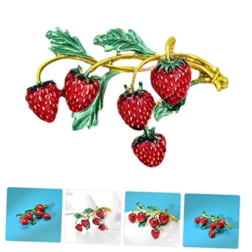TOPPERFUN Erdbeer Brosche Anstecknadel aus Legierung Frucht Deko für Kleidung Taschen Rucksäcke Langlebig und Vielseitig für Partys Festivals Alltag Geeignet Damen Lapel Pins von TOPPERFUN