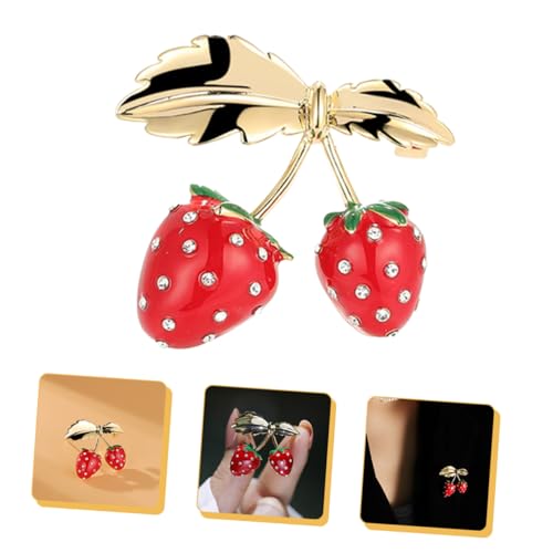TOPPERFUN Erdbeer brosche Damen Kupfer Anstecknadel Mode Schmuck für Kleidung Schal Tasche Broschen Geschenk von TOPPERFUN