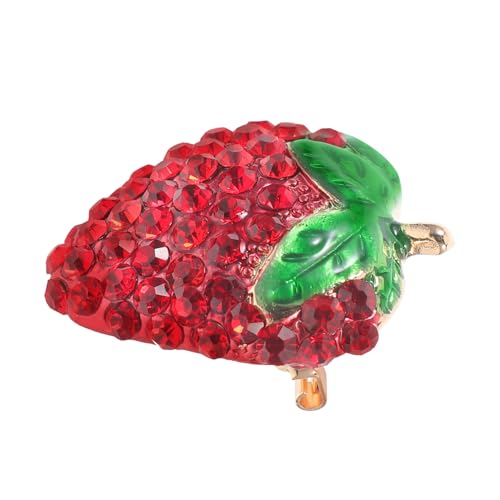 TOPPERFUN Erdbeere Brosche Damen Schmuck Brosche Strass Dekorative Anstecknadel für Kleidung und Taschen Stilvolles Accessoire für Outfits von TOPPERFUN