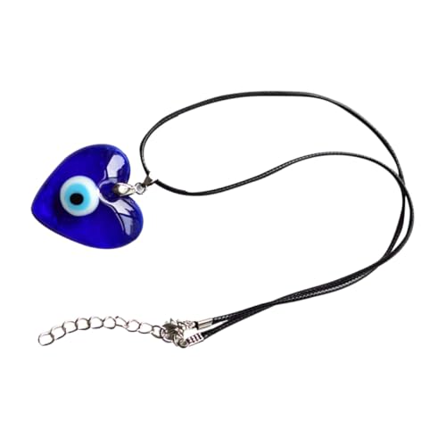 TOPPERFUN Evil Eye Glasanhänger Halskette Leicht Elegant Damen Herren Schmuck mit Blauem Herzanhänger Modisch für Teen und Geeignet von TOPPERFUN