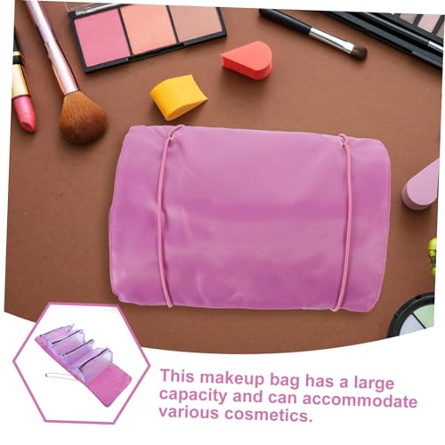 TOPPERFUN Faltbare Kosmetiktasche mit Großer Kapazität Tragbarer Make up Organizer und Hängender Kulturbeutel Leicht und Praktisch für Reisen Business Camping in Elegantem Violett von TOPPERFUN
