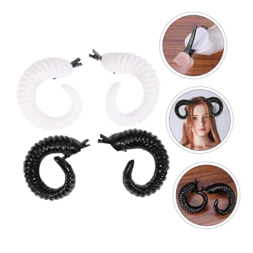 TOPPERFUN Fancy Schafhorn Haarspangen Schwarz Weiß Halloween Cosplay Haarschmuck für Mädchen Karneval Festliche Haarclips von TOPPERFUN