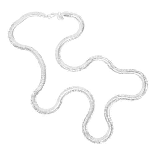 TOPPERFUN Flache Schlangenkette Damen Halskette Schlanke Clavicle Kette Langlebig Elegant Alltag Schmuck für Frauen Mädchen Teens von TOPPERFUN