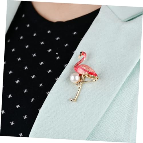 TOPPERFUN Flamingo Brosche mit Perlendekor Emaillierte Damen Brosche aus Legierung Modischer Ansteckpin für Kleidung und Accessoires Auffälliges Schmuckstück Leuchtendem Rot von TOPPERFUN