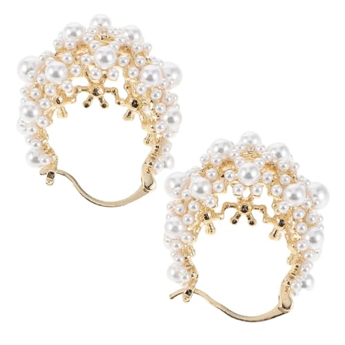 TOPPERFUN French Style Hollow Out Perlenohrringe Geometrische Leichte Chunky Hoop Ohrstecker für Damen Modeschmuck Ohrringe mit Fake Perlen für Besondere Anlässe und Hochzeit von TOPPERFUN