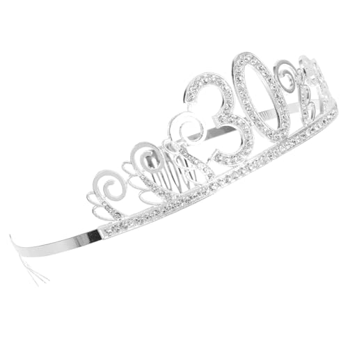 TOPPERFUN Geburtstag Party Kopfschmuck Silber Strass Tiara Krone für Frauen Robuste Metalllegierung Haarschmuck Stilvoll für Geburtstagsfeier und Fotosession von TOPPERFUN