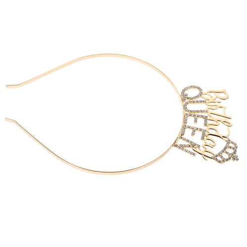 TOPPERFUN Geburtstagskrone Haarband mit Strass Haarschmuck Accessoire für Partys Hochzeiten und Fotos Goldene Geburtstagsfeier Krone für Erwachsene von TOPPERFUN