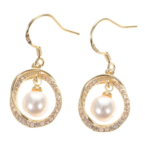 TOPPERFUN Geometrische Ovale Damen Ohrringe Imitationsperlen Ohrstecker Elegant Stilvoll Zartes Design Modisches Schmuckgeschenk für Freundinnen und Familie von TOPPERFUN