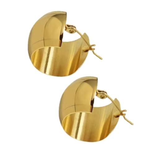 TOPPERFUN Goldene C förmige Creolen Ohrringe Damen Schlicht Elegant Modische Statement accessoires für Alltag und Party Modische Runde Ohrhänger von TOPPERFUN