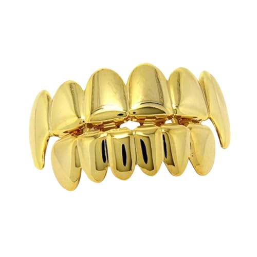 TOPPERFUN Goldene Hosenträger Zahnkostüm Rapperschmuck Hiphop-hosenträger Zahn Dekoration Schmuckzahn Zahn Edelsteine Cosplay-hosenträger Zahngitter Goldener Zahn Goldene Zahndekoration von TOPPERFUN