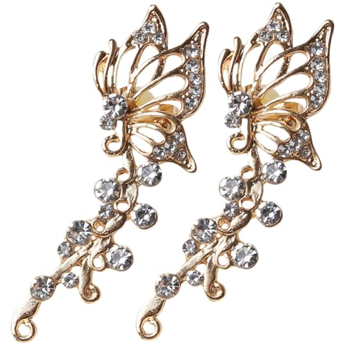 TOPPERFUN Goldene Schmetterling Ohrclips mit Funkelnden Strasssteinen Modische Statement Clip Ohrringe für Damen und Teens Hautfreundlich Vielseitig Kombinierbar für Festliche Anlässe von TOPPERFUN