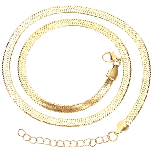TOPPERFUN Goldene Snake Bone Halskette aus Edelstahl Minimalistische Damen Kette Schicke Schlange Schlüsselbein Schmuck Verstellbare für Frauen von TOPPERFUN