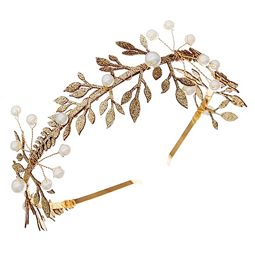 TOPPERFUN Hochzeits Stirnband mit Blatt Design und Perlen Elegantes Haarband Zinklegierung für Brautjungfern und Blumenmädchen Hochzeitsschmuck für Besondere Anlässe von TOPPERFUN
