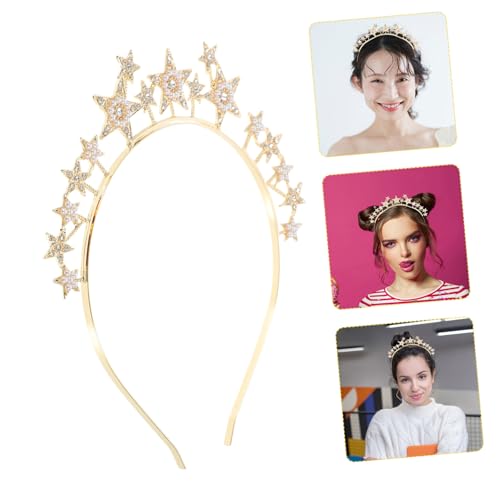 TOPPERFUN Goldfarbenes Stern haarreif mit Funkelnden Strasssteinen Robustes Legierungsmaterial Stilvolles Party Brautschmuck accessoire für Frauen für Festivals Hochzeiten und Besondere von TOPPERFUN