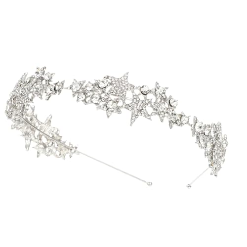 TOPPERFUN Große Brautkrone Stern Tiara Hochzeit Haarschmuck Damen Leichtes Design für Feier Fotografie Brautjungfern Zubehör von TOPPERFUN