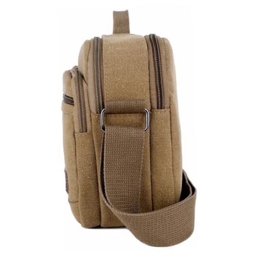 TOPPERFUN Große Herren Umhängetasche aus Robustem Canvas Verstellbarer Schultergurt Modische Lässige Crossbody Tasche Vielseitige Handtasche für Alltag und Freizeit Khakifarben von TOPPERFUN