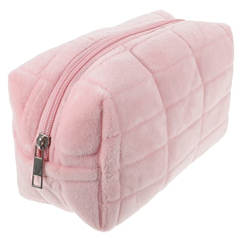 TOPPERFUN Große Kapazität Kosmetiktasche aus Canvas Multifunktionale Bleistifttasche für Reisen Make Up und Schreibwaren Robuste Aufbewahrungstasche mit Reißverschluss Rosa von TOPPERFUN