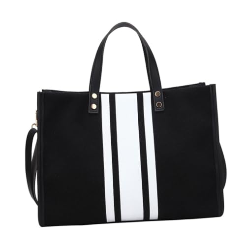 TOPPERFUN Große Kapazität Tote Bag Damen Modische Schwarze Schultertasche mit Verstellbarem Träger Robustem Reißverschluss und Stabilem Schnallenverschluss Vielseitige Freizeit und von TOPPERFUN