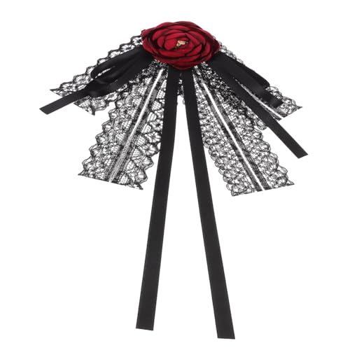 TOPPERFUN Große Schleifenbrosche für Damen Krawattenbrosche mit Spitzenmuster für Festliche Anlässe Wie Weihnachten und Geburtstage Vielseitiges Accessoire für Kleider und Blusen von TOPPERFUN