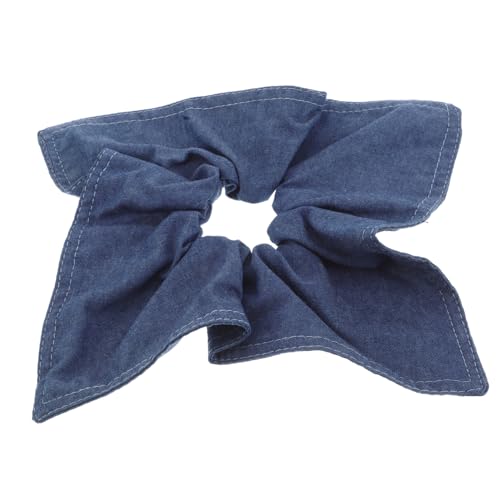 TOPPERFUN Großer Haargummi Denim mit Schleife Elastisches Haartuch für Dicke Lockige Haare Vielseitiges Haaraccessoire Jeansblau als Haargummi oder Kopftuch für Damen von TOPPERFUN