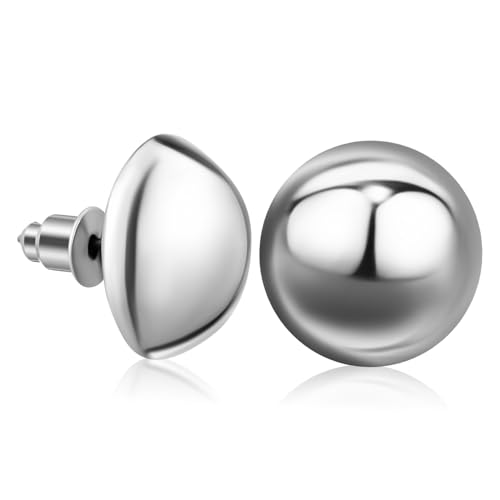 TOPPERFUN Halbkugel Ohrstecker Damen Rund Poliert Sicherer Sitz Leichter Komfort Vielseitig Tragbar Edel für Party Alltag von TOPPERFUN