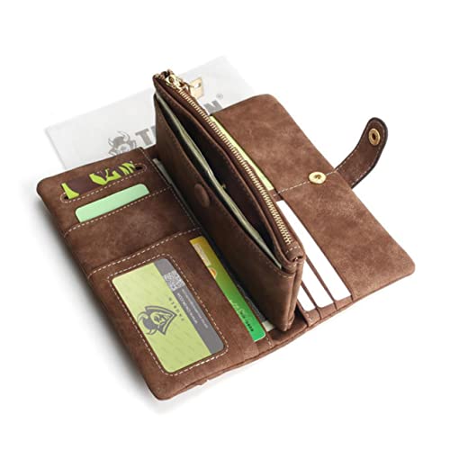 TOPPERFUN Hand Zipper Buckle Geldbörse für Damen Mehrzweck Lace Handtasche Hochwertigem PU Kaffee für Stilvolle Frauen und Mädchen von TOPPERFUN