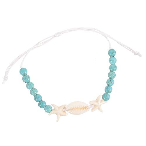 TOPPERFUN Handgewebtes Armband Natürlichen und Muscheln für Damen Verstellbare Kette mit Blauen Perlen für und Besondere Anlässe von TOPPERFUN
