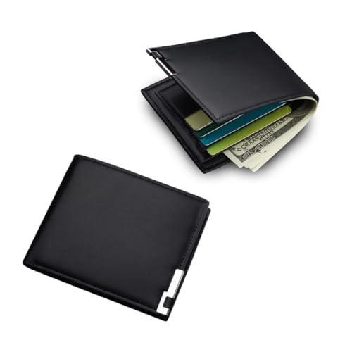 TOPPERFUN Herren Geldbörse Schwarz Kurzformat PU Retro Portemonnaie Schlanke Brieftasche mit Kartenhalter für Alltag und Business von TOPPERFUN