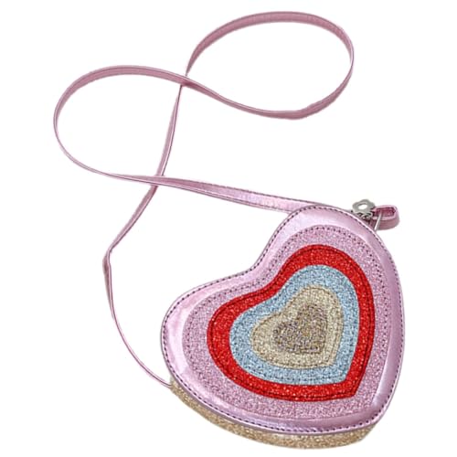 TOPPERFUN Herz Umhängetasche für Mädchen Süße Herz Handtasche mit Schultergurt Geldbörse PU Leicht und Langlebig Geldbörse für Kleine Mädchen von TOPPERFUN