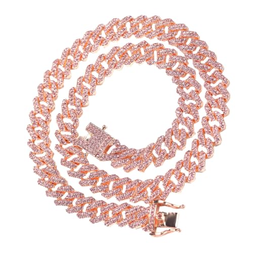TOPPERFUN Hip hop Herren Kette mit Rosa Strass Modische Clavicle Halskette aus Langlebiger Legierung Stylisches Accessoire für Besondere Anlässe und Streetwear von TOPPERFUN