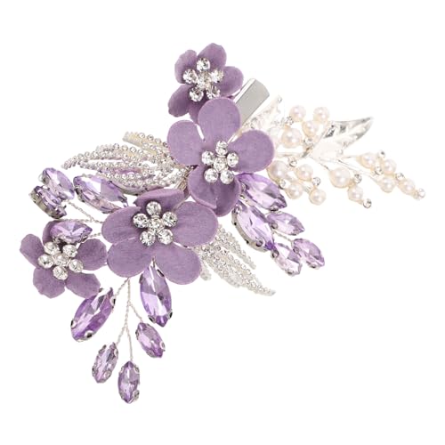 TOPPERFUN Hochwertiger Blumen Haarclip mit Funkelnden Strasssteinen und Künstlichen Perlen Brautschmuck Accessoire für Frauen und Brautjungfern bei Hochzeiten von TOPPERFUN