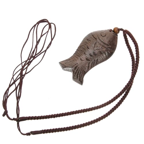 TOPPERFUN Holz Fisch Anhänger Halskette Retro Vintage Stil Ethnisch Langer Schmuck für Damen Herren Pullover Kette Modisch Langlebig und Hautfreundlich von TOPPERFUN